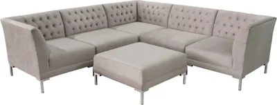 Productafbeelding van Hoekbank Chesterfield, set van 2 delen, met hocker, bekleding: stof. Hoekbank