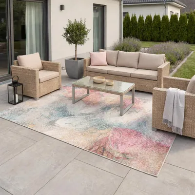 Produktbild von Indoor Outdoor Teppich Lagos Vintage Modern Bunt, Größe:80x150 cm
