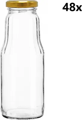 Produktbild von SAFTflasche 300 ml FRUCT klar/transparent 48 Stück INKLUSIVE GOLDVERSCHLÜSSE, Stückzahl in der Packung: 48