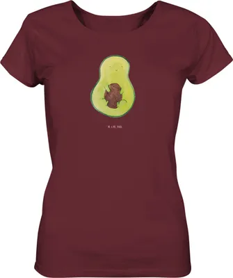 Produktbild von Mr. & Mrs. Panda Damen Kurzarmshirt Avocado Kern Größe L - Burgundy - Geschenk, Oberteil, shirt, T-Shirt, glücklich, Sommershirt, Spruch Leben, Basic, Pflanze