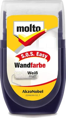 Produktbild von S.O.S. Wandfarbe 30 ml Ausbesserungsfarbe Farbroller weiß molto