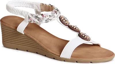 Produktbild von topschuhe24 2770 Damen Keil Sandalen Riemchen Sandaletten, Farbe:Weiß, Größe:39 EU