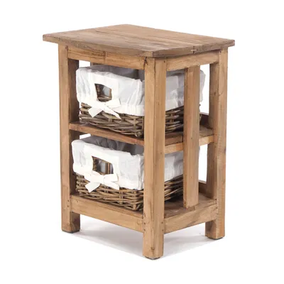 Obrázek produktu pro Koupelnové skříňky "FLAIR" 2 ratanové koše | 50x38x29cm (VxŠxH) | komoda