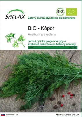 Obrázok produktu pre SAFLAX - BIO - Kôpor - Anethum graveolens - 700 Semená