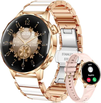 Produktbild von Fur Damen Smartwatch mit Fitness Tracker: Bluetooth Anrufe Schrittzähler Sport Wasserdicht IP67