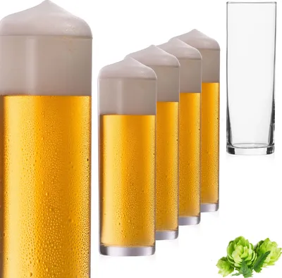 Produktbild von PLATINUX Hohe Biergläser 200ml (max. 240ml) Set 6-Teilig Bierstangen aus Glas Kölschgläser Spülmaschinenfest