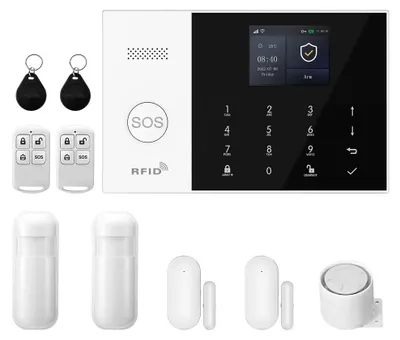 Imagen del producto de Sistema de alarma con conexión WiFi, control mediante aplicación, compatibilidad con sistemas de hogar inteligente, kit B con conexión 4G, con enchufe para la Unión Europea