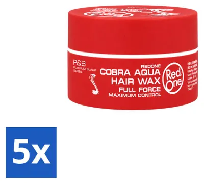 Image de 5 pots de cire coiffante "Cobra Aqua" de Red One - Rouge - Pour une tenue maximale - 150 ml par pot - Pack avantageux de 5 pièces