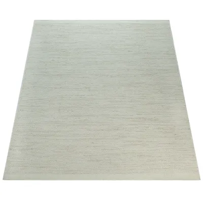 Produktbild von Handgewebter Teppich Flachgewebe Skandinavischer Look Meliert Webmuster In Weiß Grösse 80x150 cm