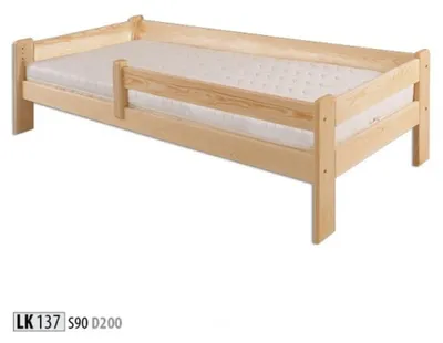 Obrázok produktu pre Posteľ pre mladých Borovicová detská posteľ z masívu Drevená posteľ 90x200 s rámom postele Drevo