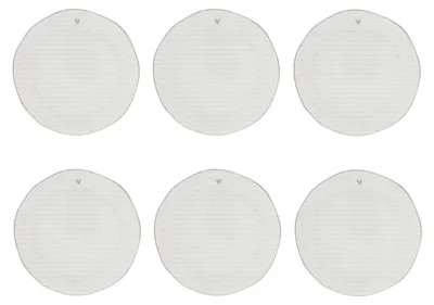 Produktbild von 6er Set Kuchenteller HEART STRIPES mit grauen Streifen 19cm Bastion Collections