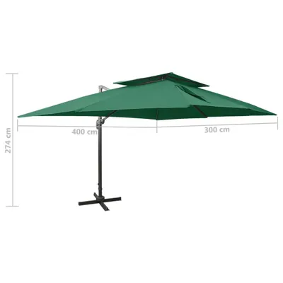 Zdjęcie produktu dla Maison Exclusive – parasol z wentylacją, 400 x 300 cm, zielony