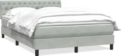 Produktbild von vidaXL Boxspringbett mit Matratze Hellgrau 160x220 cm Samt