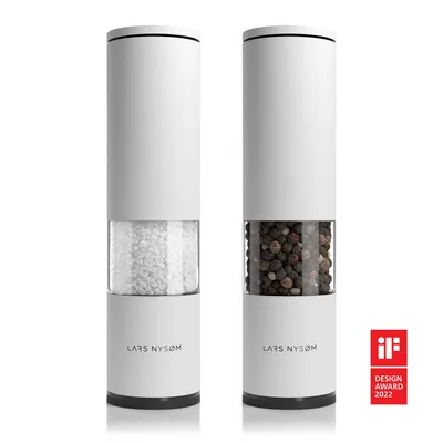 Produktbild von LARS NYSØM Salz und Pfeffer Mühle 2er Set Manuell mit einstellbarem Keramik-Mahlwerk von grob bis fein I Design Gewürzmühlenset (2 Stück) Snow White