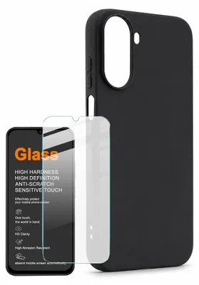 Produktbild von Handy Hülle + 9H Schutzglas für Xiaomi Redmi A7 Pro TPU Set Cover Bundle Schwarz
