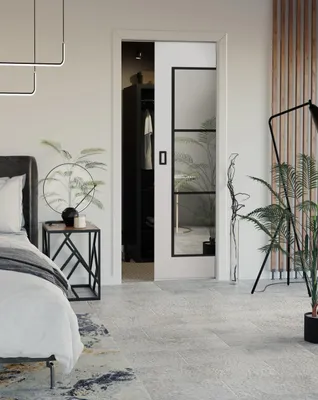 Image de KIER FURNITURE Porte Coulissante Intérieur avec Rail Blanc 106x205x1,6 cm
