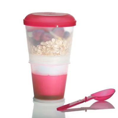 Produktbild von Müsli 2 Go Becher mit gekühlter Milch - Rot