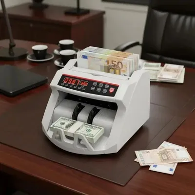 Produktbild von Geldzählmaschine Banknotenzähler - Professionelles Zählgerät - Schnelle 1000+ Scheine/Minute - Automatische Zählfunktion - LCD Display - Weiß