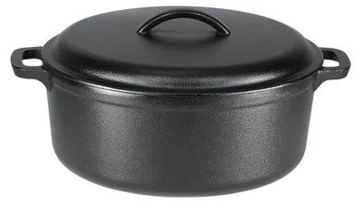 Productafbeelding van A. Basis, braadpan van gietijzer, zwart, met twee handgrepen, inhoud 6,62 liter
