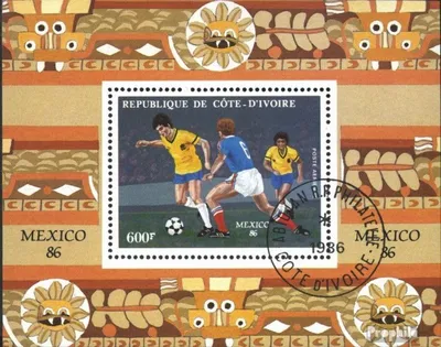Produktbild von Briefmarken Elfenbeinküste 1986 Mi Block28 (kompl.Ausg.) gestempelt Fußballweltmeisterschaft, Mexico