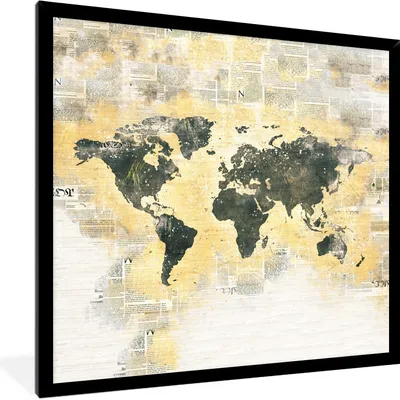 Produktbild von MuchoWow® MuchoWow® Gerahmtes Poster Weltkarte - Farben - Aquarellfarben 40x40 cm - Poster mit zchwarzem Bilderrahmen - Mit Rahmen - Wanddekoration Schlafzimmer