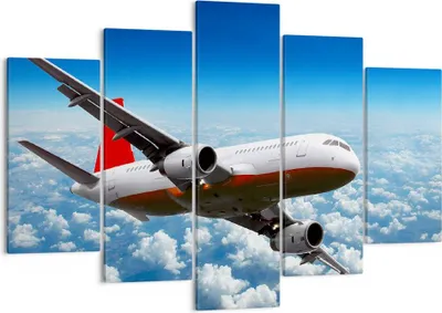 Produktbild von Bild auf Leinwand - Leinwandbild - Passagier Flugzeug Motoren Wolken - 150x100cm - Wand Bild - Wanddeko - Leinwanddruck - Bilder - Kunstdruck - Leinwand bilder - Wandkunst - EA150x100-0375