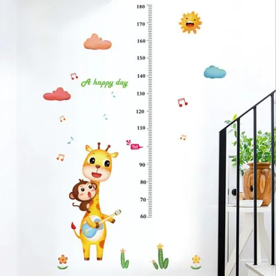 Produktbild von Selbstgemachte Wachstumstabelle mit Wandaufklebern für Kinder. Selbstgemachte Messtabelle mit Aufklebern.