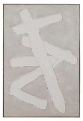 Produktbild von Abstrakte Malerei – Weiß und Grau – 80 x 3,5 x 120 cm – Leinwand mit Aufhängung