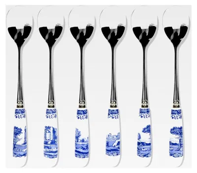 Produktbild von Blaues Italienisches Set mit 6 Teelöffeln (Steingut/Edelstahl)
