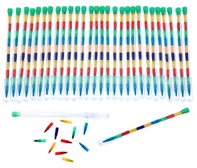 30 Stapel-Buntstifte, mehrfarbig, 6 Farbminen, für Kinder