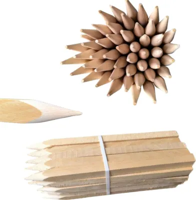 Produktbild von Holzpfähle Buchenholz Quadratisch 50 Stück - Längen 100 cm Holzpflöcke für Markierungen Spitze Tomatenstäbe Pflanzstäbe Tomaten Rankhilfe 25x25 mm