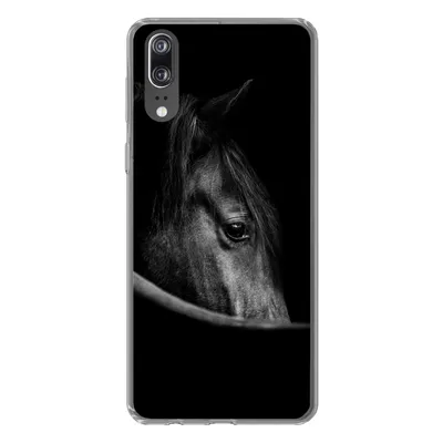 Produktbild von MuchoWow® Handyhülle Schutzhülle Hülle für Huawei P20 Pferde - Porträt - Schwarz - Tiere Silikon Softcase Handy Hülle - Hardcover