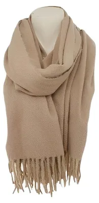 Immagine prodotto di Sciarpa da donna in morbida cashmere » Sciarpa con frange 180 x 70 cm » Sciarpa invernale da donna » Sciarpa autunno/inverno: Colore marrone chiaro: marrone chiaro