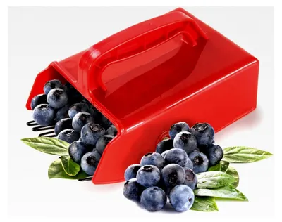 Produktbild von Beerenpflücker aus Metall mit Kamm und ergonomischem Griff für die Ernte von Preiselbeeren, Heidelbeeren und Himbeeren