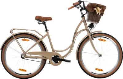 Produktbild von Goetze Style 26 Zoll City Bike, 17 Zoll ALU Tiefeinsteigerrahmen, 3-Gang Shimano Nexus, V-Bremse, LED-Beleuchtung, Komfortsattel, Rattankorb
