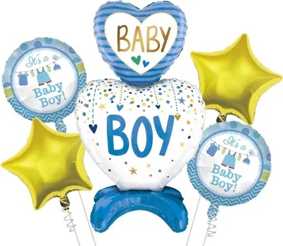 Immagine prodotto di BABY Boy SHOWER Set di palloncini in foil, 5 pezzi.