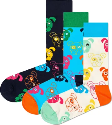 Produktbild von Happy Socks Dog Socks Gift Set 3-Pack Uni Geschenk-Socken Mehrfarbig, XDOG08-0100-0150