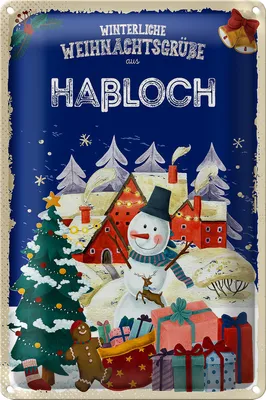 Produktbild von Blechschild Weihnachtsgrüße aus HAßLOCH 40x30cm