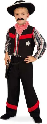 Produktbild von Kinderkostüm Cowboy schwarz rot 140