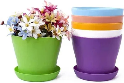 Image de Lot de 6 pots de fleurs en plastique de 20 cm