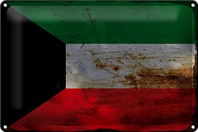 Produktbild von Blechschild Flagge Kuwait 30x20cm Flag of Kuwait Rost