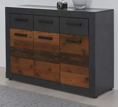 Produktbild von trendteam Wohnen Kommode Indy Graphit Grau Matera NB/Old Wood NB 117 x 86 x 37 cm