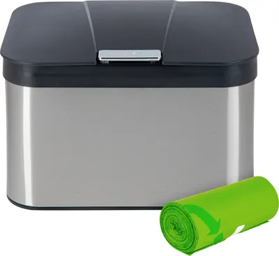 Produktbild von ONVAYA® Biomülleimer für die Küche | Edelstahl Silber mit Müllbeutel | Komposteimer mit Deckel | Abfallbehälter aus Edelstahl für Biomüll |Abfalleimer | geruchsfrei & luftdicht | 4,3 Liter