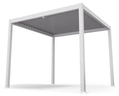 Produktbild von Blumfeldt LuminaHaven Lamellen-Pergola 3x3 m - Garten-Pavillon mit starker Aluminiumstruktur, Pavillon 3x3 m wasserdicht, stabil, winterfest aus verzinktem Stahl, hohe Stabilität