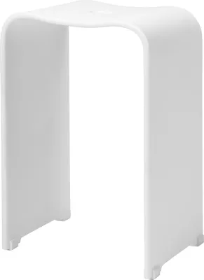 Produktbild von bremermann Badhocker, Duschhocker aus weiß-matten Acryl, ca. 33 x 27,5 x 48 cm (B/T/H), mit Griffmulde, ergonomisch geformt, belastbar maximal 130 kg