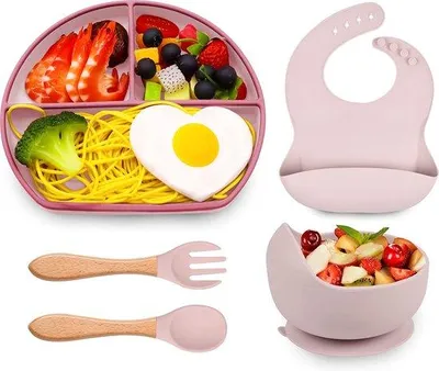 Produktbild von Famanu Kinderplatte mit Fächern - Silikon Babybrett mit Anti-Rutsch Saugnäpfen
