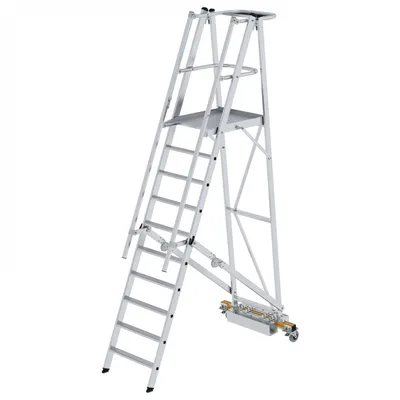 Image de Échelle aluminium à plate-forme mobile, pliable, étroite, 10 marches 52710
