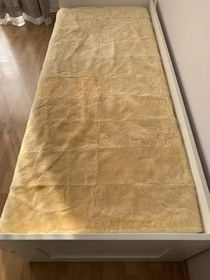 Obrázek produktu pro Sheepmania Relugan Sheepskin Genuine Přehoz na postel s povlakem na polštář 190 x 195 cm Stříhaný - vyčiněný procesem Relugan Lambskin Genuine - Krátká hustá ovčí kůže Genuine - Deka z ovčí vlny Lambskin Blanket Pram - Golden Yellow