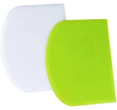 Productafbeelding van Deegschraper, kunststof, 2 stuks, 12 x 9,5 cm, wit, groen