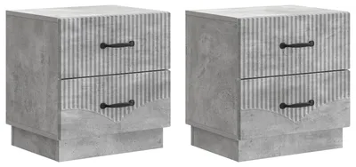 Productafbeelding van vidaXL Nachtkastje, 2 stuks, betonkleur, 43 x 34,5 x 44,5 cm, houtvezelplaat